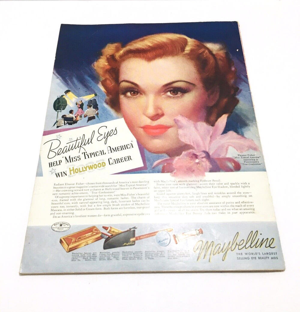 Original Miss Typical America Maybelline Vintage Print Ad 1939 Beauty Make-Up